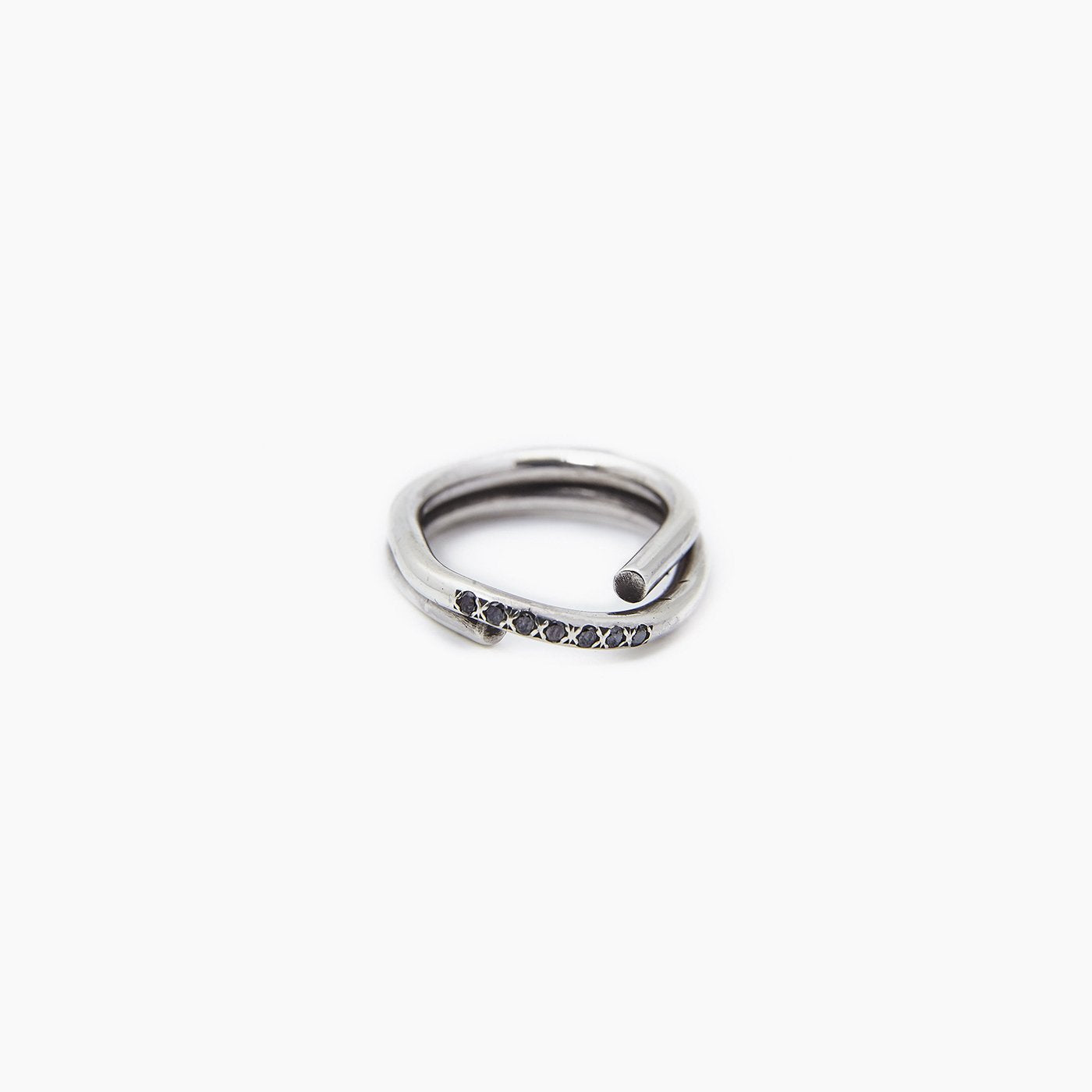 ring chaotic petite infinity silver black diamond product view innan jewellery