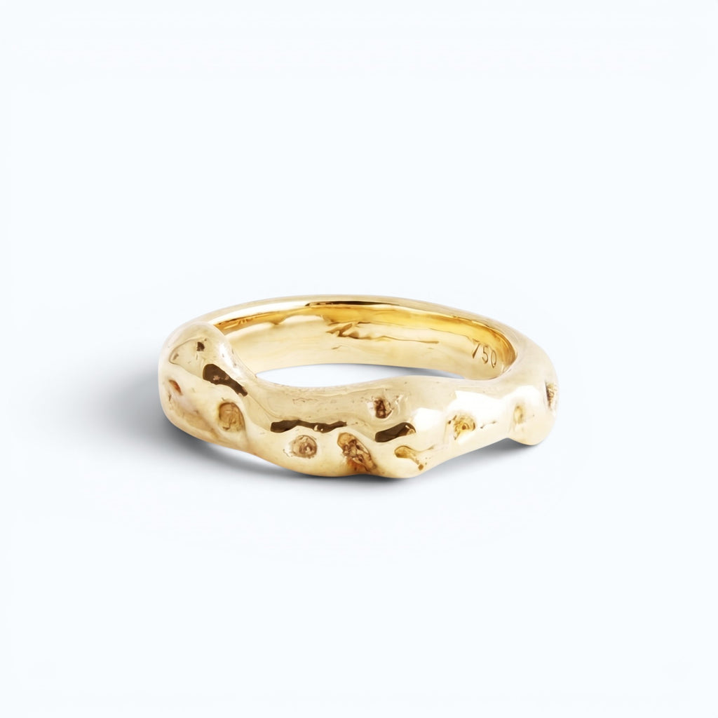 apollo wedding ring for her in yellow gold, product image front view, INNAN Jewellery Berlin