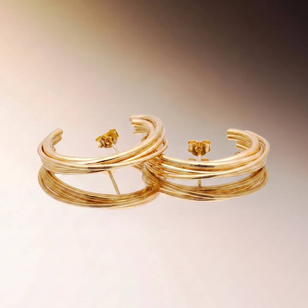 golden linn earrings in goldplated silver, product image, INNAN Jewellery Berlin