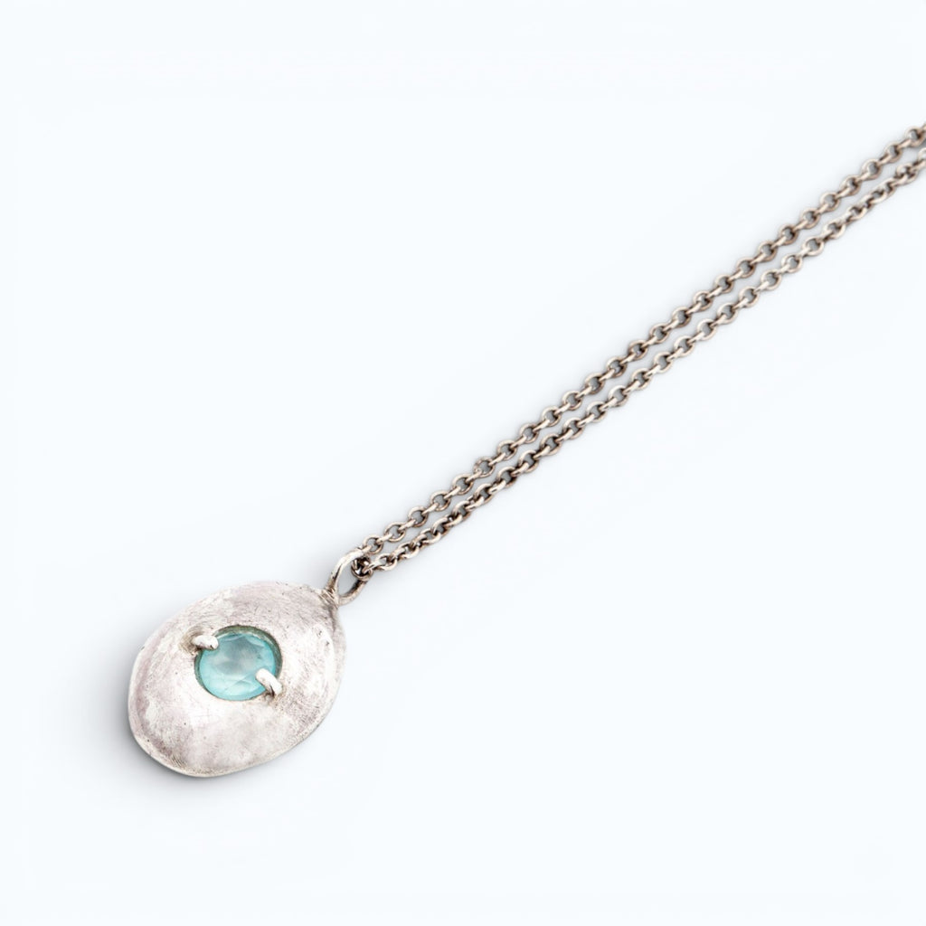 lagoon pendant necklace in silver with blue chalcedony, product image, INNAN Jewellery Berlin