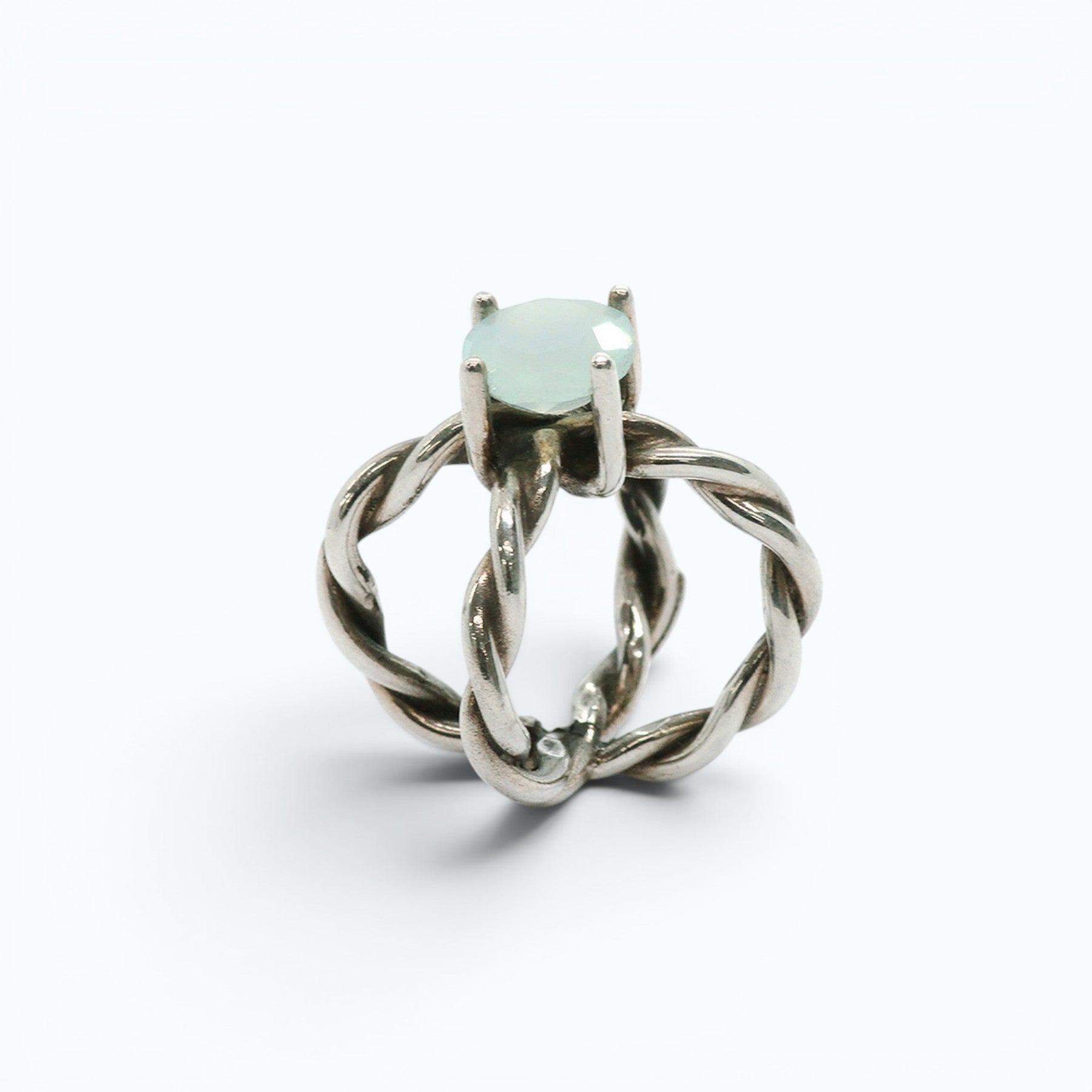 royal celeste universe ring in silver with blue chalcedony, product image front view, INNAN Jewellery Berlin