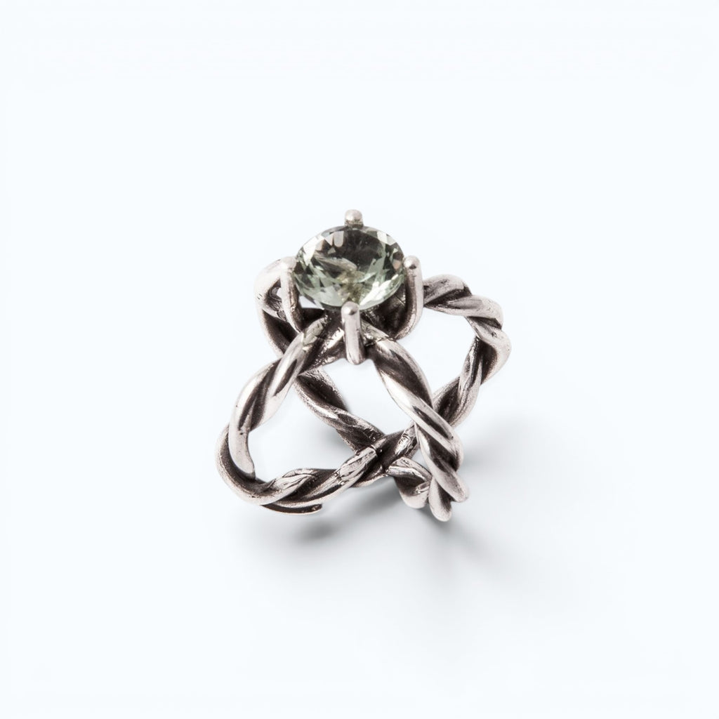 royal green universe ring in silver with olive-green prasiolite, product image, INNAN Jewellery Berlin