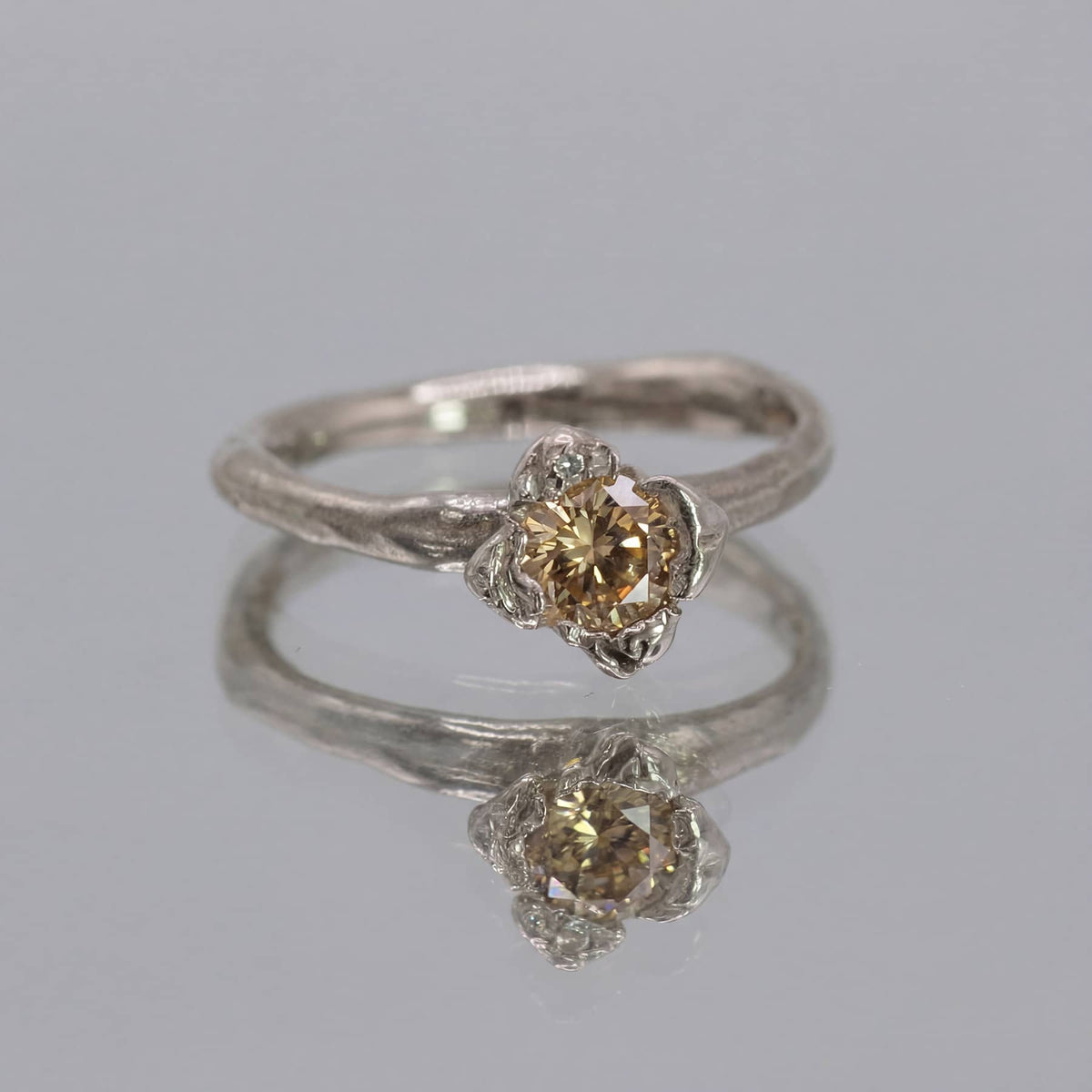 Anish | Engagement Ring in 18 ct White Gold & 0.71 ct Champagne Diamond x 0.005 ct White Diamond