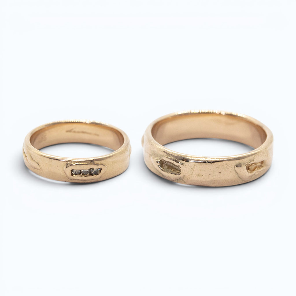 asteriae wedding ring for her in rose gold with champagne diamonds, her and his bands, product image, INNAN Jewellery Berlin