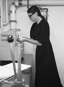 Designer Inna Nechyporenko polishing a piece of jewellery by hand at the Innan Jewellery atelier