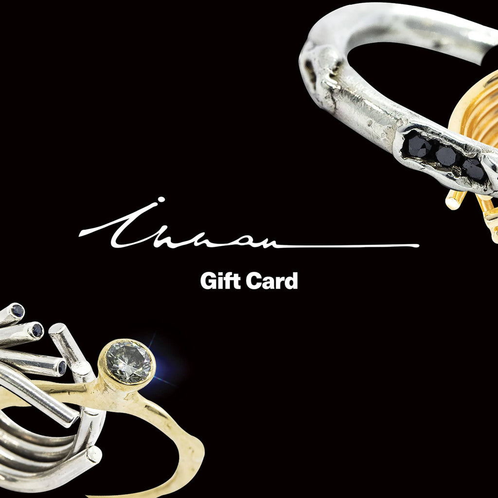 gift card jewellery collage on black background with logo, INNAN Jewellery Berlin