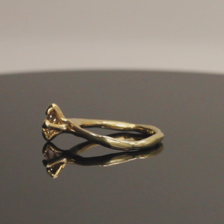 Anish | Verlobungsring aus 18 kt Gelbgold & 0,5 ct Champagner-Diamant 