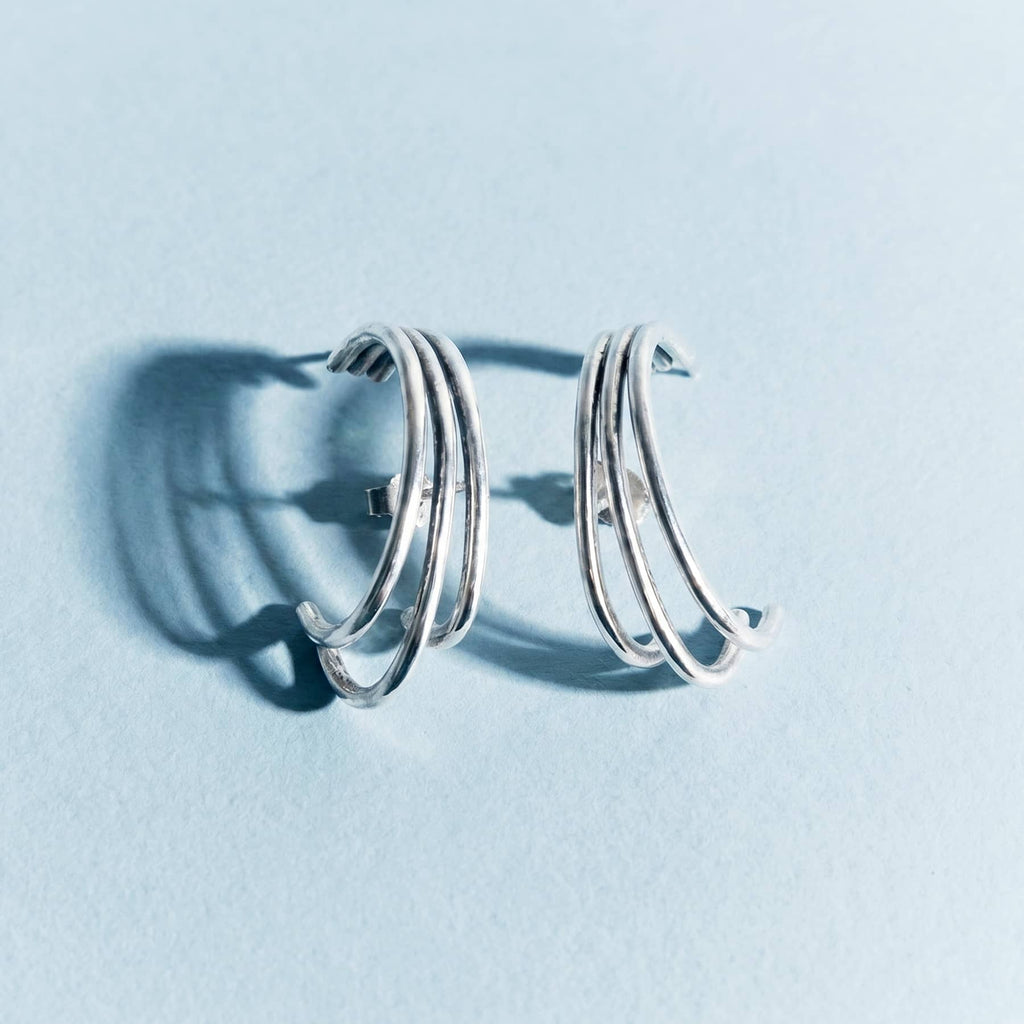 trio silver earrings, product image, INNAN Jewellery Berlin
