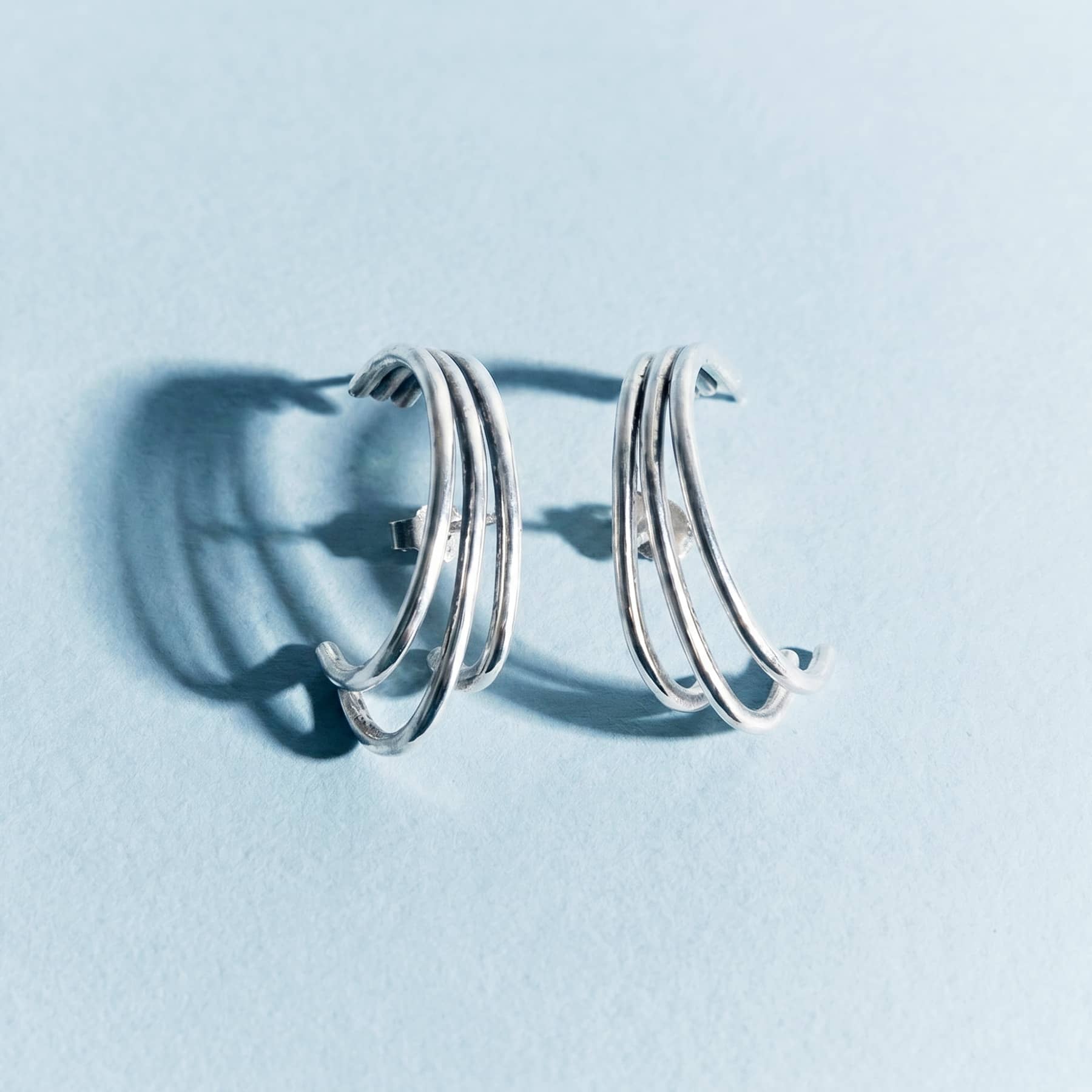trio silver earrings, product image, INNAN Jewellery Berlin
