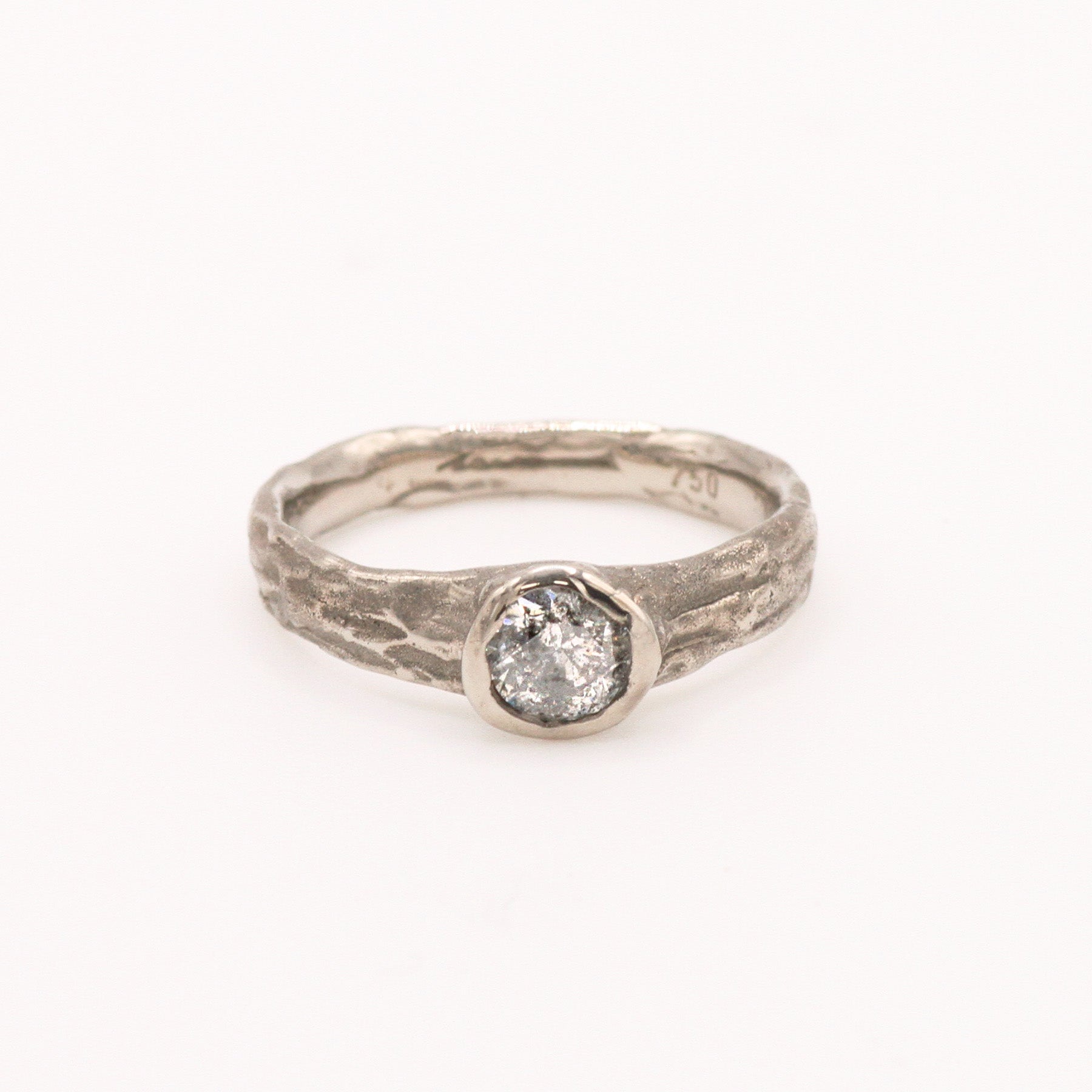 Verve engagement ring in 18 ct white gold with a 0.52 ct salt and pepper diamond by Innan Jewellery