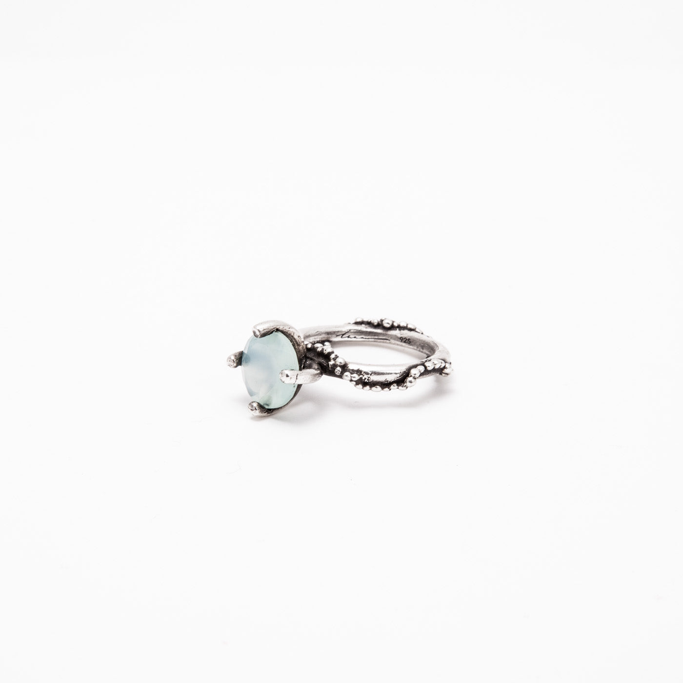 ring stardust silver blue chalcedony product view innan jewellery