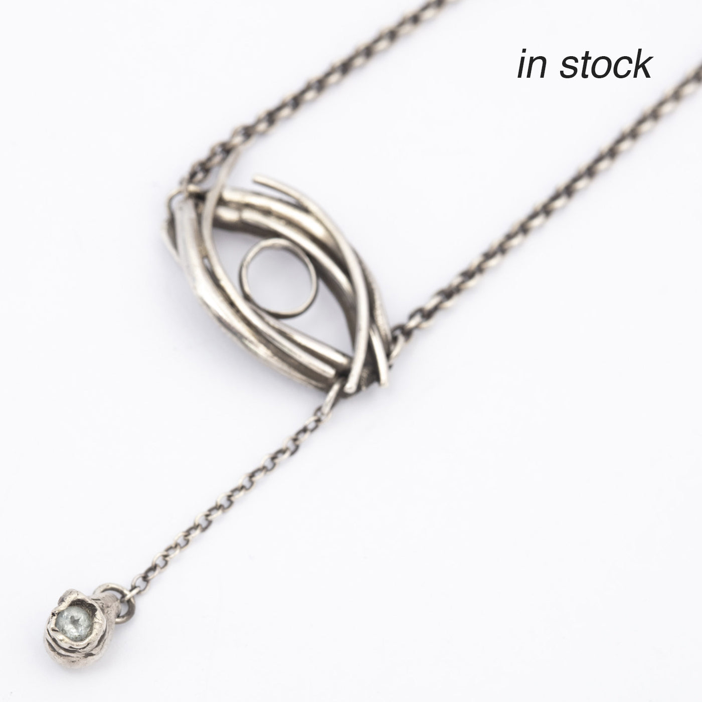 Pendant chain Blue Tear sterling silver blue topaz product image closeup innan jewellery berlin in stock