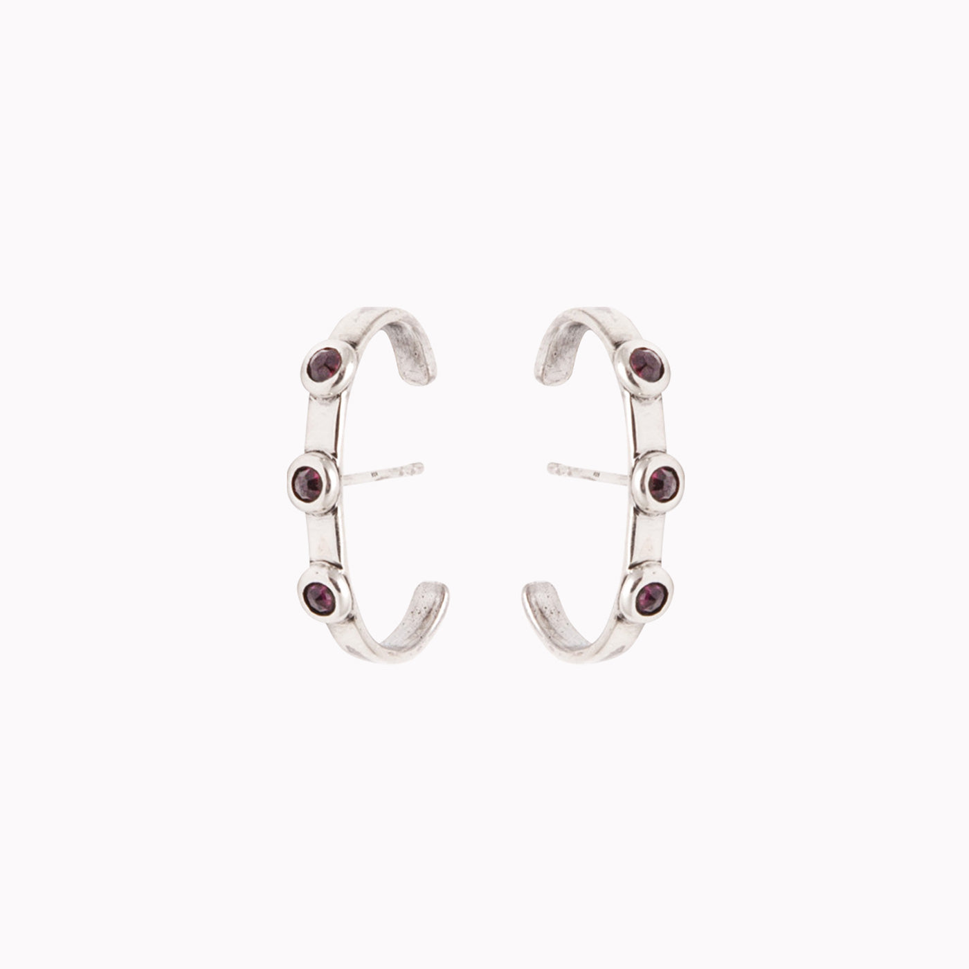 earrings luna earring silver red garnets product view innan jewellery
