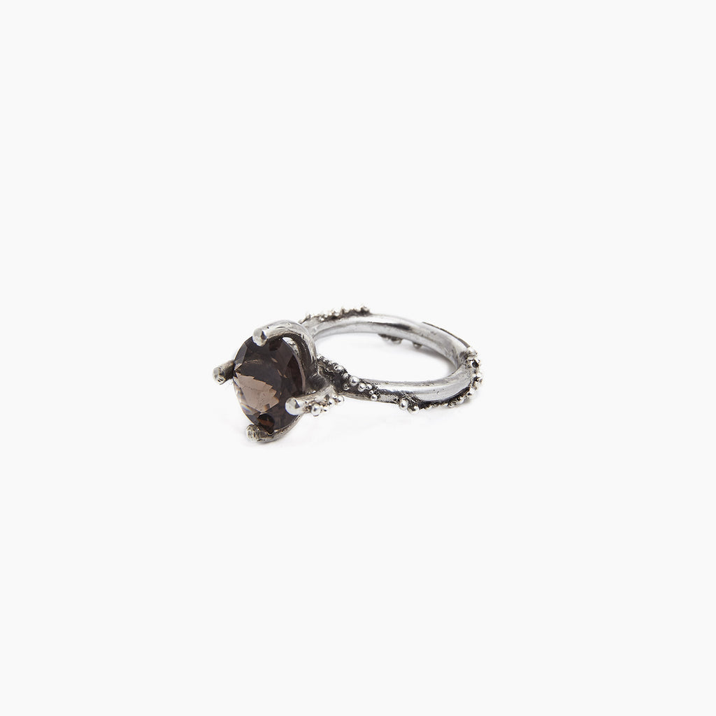 ring petite stardust silver smoky quartz product view innan jewellery