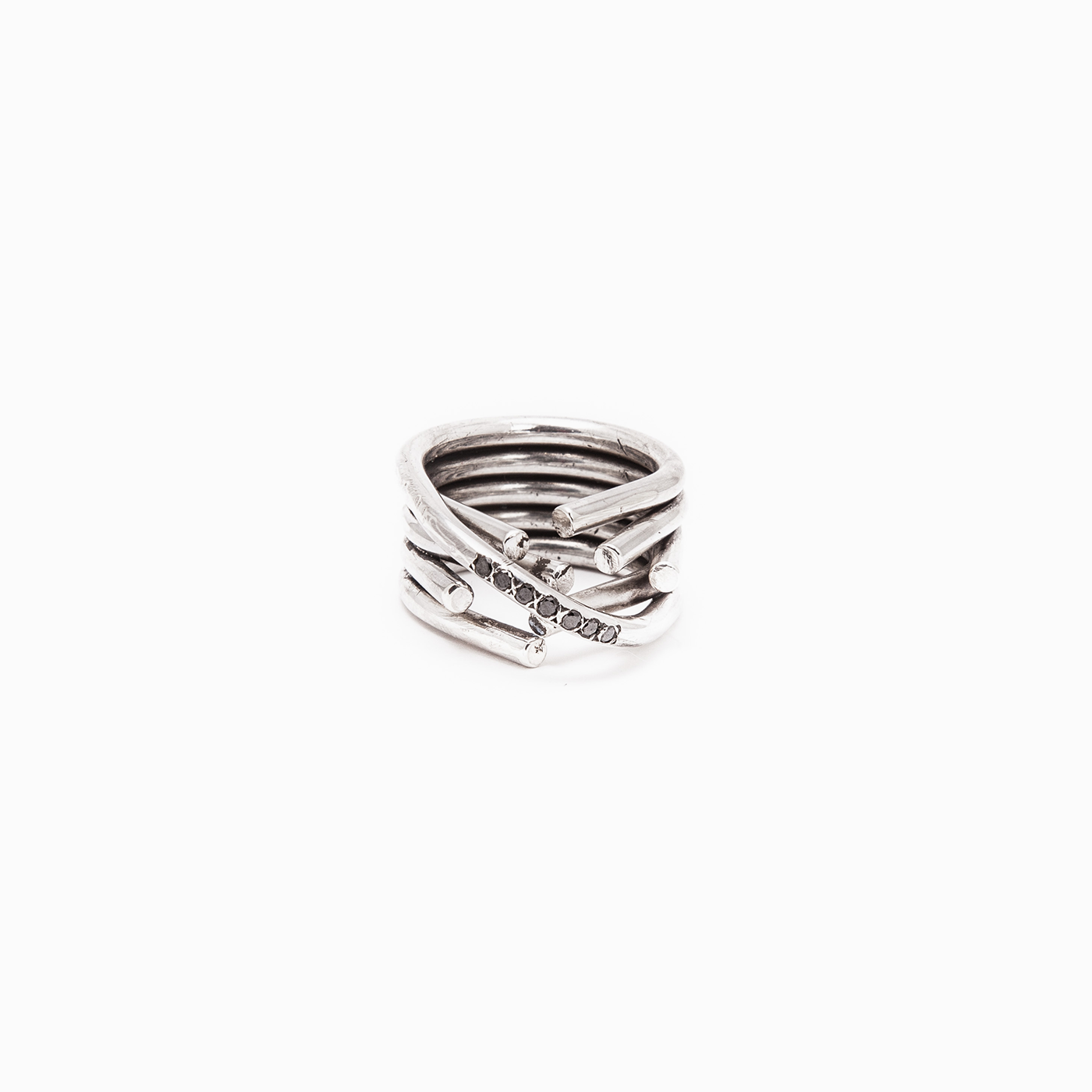 ring chaotic infinity ring silver black diamond product view innan jewellery