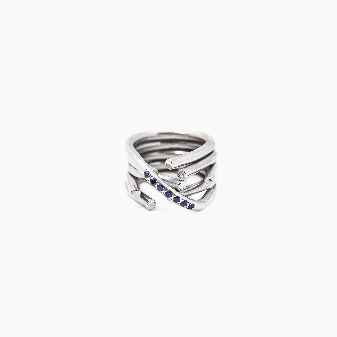 ring chaotic infinity ring silver blue sapphire product view innan jewellery