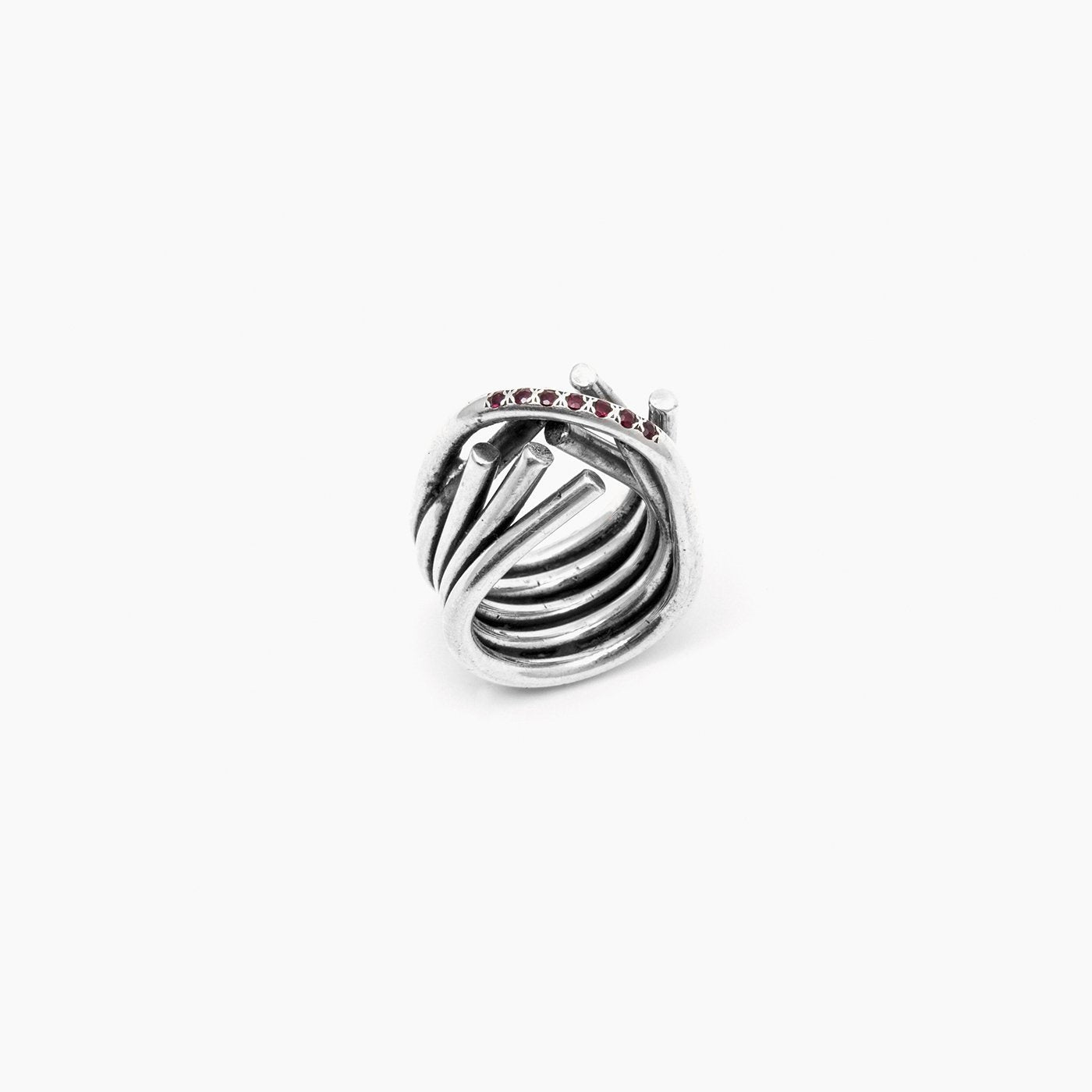 ring chaotic infinity ring silver red ruby product view innan jewellery