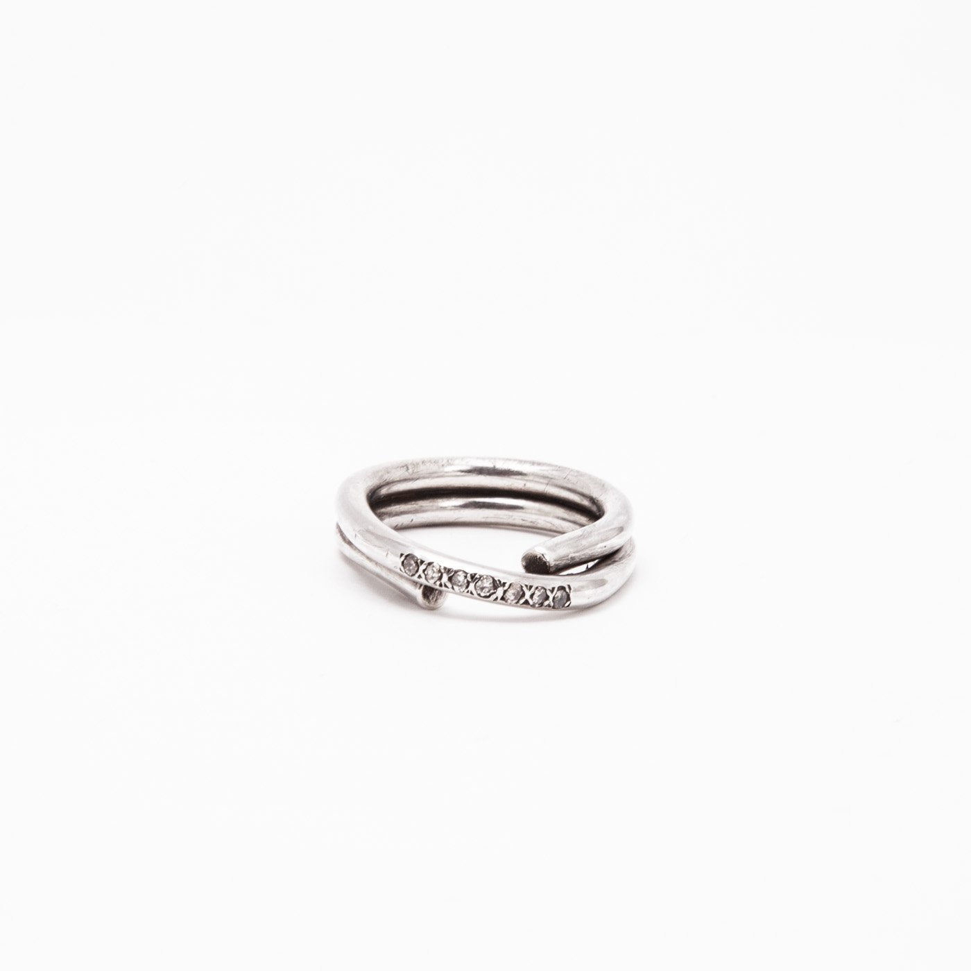 ring chaotic petite infinity silver champagne diamond product view innan jewellery