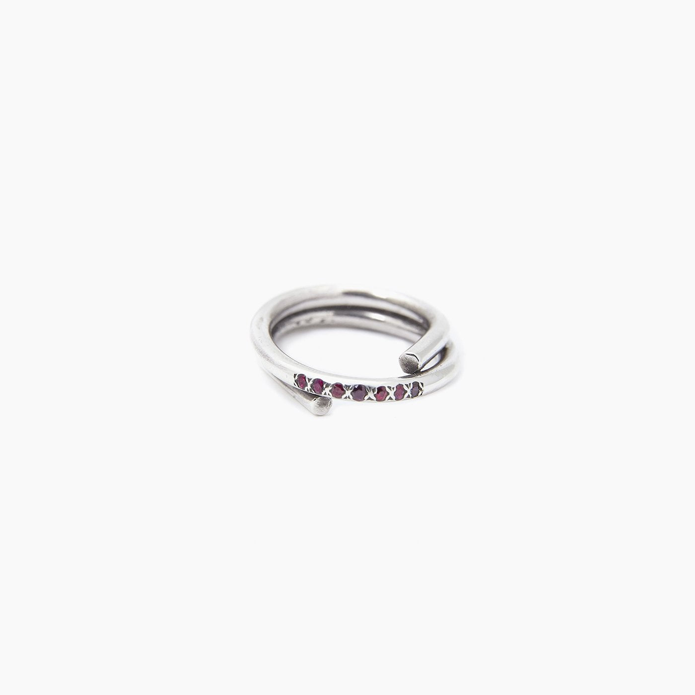 ring chaotic petite infinity silver red ruby product view innan jewellery