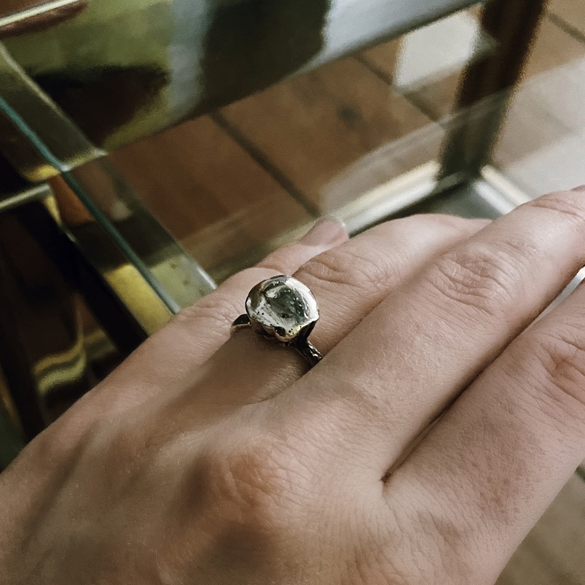 ring signet oud silver on the model innan jewellery handmade in berlin